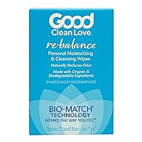 Good Clean Love Rebalance Personal Moisturizing & Cleansing Wipes, Naturally Reduces Odor & Supports Vaginal Health, pH-Balanced Feminine Hygiene Product, 12 Biodegradable Wipes
