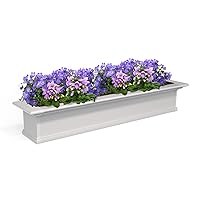 Mayne Yorkshire 5ft Window Box - White - 60in L x 12in W x 10in H - with 1.25 Gallon Built-in Water Reservoir (4825-W)