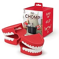 Chomp Pot Holders, Oven Mitts, Set of 2, Chattering Teeth Inspired, Heat Resistant Silicone Oven Grips, Fun, Quirky Kitchen Gadget and Accessory