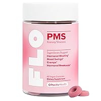 FLO PMS Gummies for Women, 30 Servings (Pack of 1) - Proactive PMS Relief - Targets Hormonal Breakouts, Bloating, Cramps, & Mood Swings with Chasteberry, Vitamin B6, & Lemon Balm