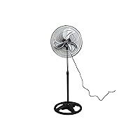 K Tool International 77733; 18 Inch Pedestal Fan; For Commercial and Residential Use, 3 Speed Motor, Wide Fan Blades Designed for Quiet Operation, Adjustable Height Pedestal, 1,810 Max CFM, Black