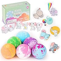 Set of 6 Natural Bath Bombs with Elephant Stickers Included