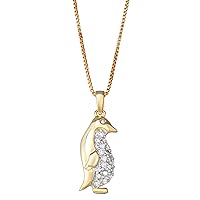 Mother's Day Gift For Her 1/4 CTTW Penguin Shape Diamond Pendant Necklace in Sterling Silver