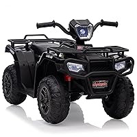 12V Kids Ride on ATV, Battery-Operated Car for Toddlers, High/Low Variable Speed Ride on Electric Vehicle with LED Light, Music, USB,1.5-2.2mph Safety Speed for Child Toy,Black