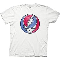 Ripple Junction Grateful Dead Men's Short Sleeve T-Shirt Steal Your Face Stealie SYF Distressed Crew Neck Officially Licensed