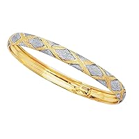 Jewelry Affairs 10k Yellow And White Gold High Polished Flex Bangle Bracelet, 7