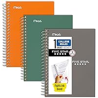 Five Star Personal Spiral Notebooks, 3 Pack, 1-Subject, College Ruled Paper, 7