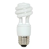 Satco S7211 9-Watt Medium Base T2 Mini Spiral, 2700K, 120V, Equivalent to 40-Watt Incandescent Lamp for Enclosed Fixtures with Energy Star Rated