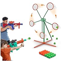 Shooting Games Toys for Age 5 6 7 8 9 10+ Year Old Boys, Kids Toy Sports & Outdoor Game with Moving Shooting Target & 2 Popper Air Toy Guns & 24 Foam Balls, Gifts for Boys and Girls