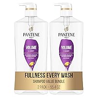 Pantene Shampoo Twin Pack with Hair Treatment, Volume & Body for Fine Hair, Safe for Color-Treated Hair 27.7 oz (Pack of 2)