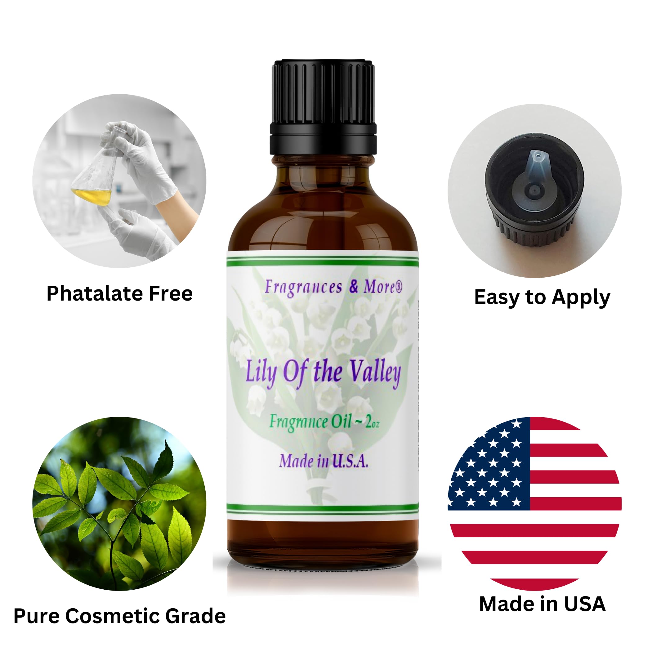 Fragrances & More - Lily of The Valley Fragrance Oil 2 oz. (60ml) Candle Scent for Candle Making. Scented Oil for Home Diffusers. Essential Oils for Soap Making. Home diffusers Refills.