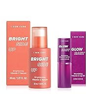 I DEW CARE Bright Side Up Brightening & Hydrating Vitamin C Serum with Niacinamide + Glow Easy Vitamin C Tinted Lip Oil Gloss with Jojoba Seed Oil Bundle