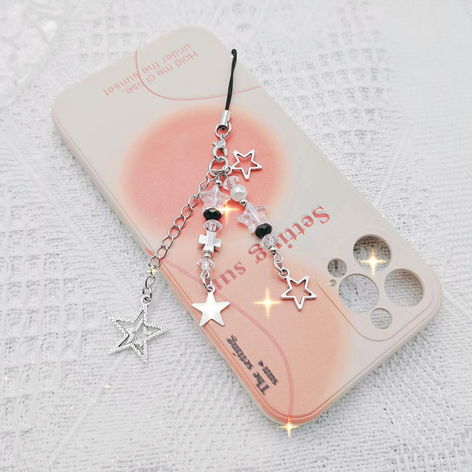 Necvior Pack Of 3 Star Phone Charm Keychain Bag Accessory Star Phone Strap Phone Jewelry Alloy Material For Fashion Lover Y2k Phone Chain