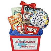 Gifts Fulfilled Boredom Buster Get Well Gift Box Enjoyable Get-Well Gift for Men, Women, Friends and Family with Snacks, Puzzle Books and Balloon