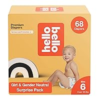 Hello Bello Premium Baby Diapers Size 6 I 68 Count of Disposable, Extra-Absorbent, Hypoallergenic, and Eco-Friendly Baby Diapers with Snug and Comfort Fit I Surprise Girl Patterns
