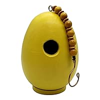 Songbird Essentials Egg-Shaped Wren House, Hand-Carved Yellow Wooden Bird House for Finches, Chickadees, Bluebirds, and Cardinals