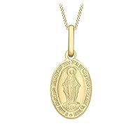 Carissima Gold Women's 9 ct Yellow Gold Small Oval Holy Mary Pendant on Curb Chain of Length 46 cm/18 inch