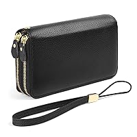 SENDEFN Leather Wallets for Women RFID Blocking Double Zip Around Credit Card Holder Purse, Large Capacity