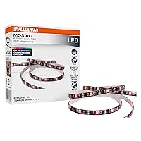 SYLVANIA 6.6ft Mosaic RGB Flexible Light Strip Starter Kit, 16 Dimmable Colors with RF Remote Control, Battery Box, Black - 1 Pack (75780)