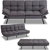 MUUEGM Futon Sofa Bed Couch Memory Foam Futon Convertible Couch Bed Sleeper,Modern Love Seat Daybed Sofa for Living Room,Small Space,Office,71