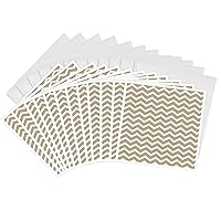 3dRose Cream and White Chevron Modern Art - Greeting Cards, 6 x 6 inches, set of 12 (gc_110206_2)