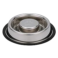 Neater Pet Brands Stainless Steel Slow Feed Bowl - Non-Tip & Non-Skid - Stops Dog Food Gulping, Bloat, Indigestion, and Rapid Eating (3/4 Cup)