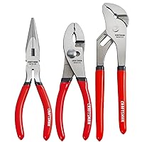 CRAFTSMAN Pliers Set, 3 Piece Set, 6 Inch Long Nose, 6 Inch Slip Joint, 8 Inch Groove Joint (CMHT84103R)