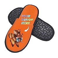 personalized slippers with customized picture text or logo, warm plush shoes for men and women, suitable for home, hotel, office, etc., holiday gift