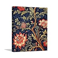 HaHciioo Navy Blue Floral Botanical Canvas Paintings Burgundy Gold Olive Wall Art Canvas Farmhouse Ready To Hang Prints on Canvas Artwork Decorative For Living Room Bedroom Bathroom 8x10 IN