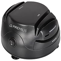 3-In-1 ELECTRIC KNIFE SHARPENER SYSTEM by PREMIUS, Great for Kitchen and Sport Knives, Scissors, Screwdrivers, 2-Stage Sharpening System Appliance, Compact Quick, Easy Design, Retractable Cord, Black