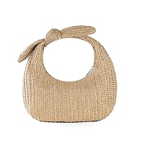 Lanpet Knotted Straw Clutch Purses for Women, Summer Beach Bag, Dumpling Evening Clutch Handbags for Formal Party Wedding
