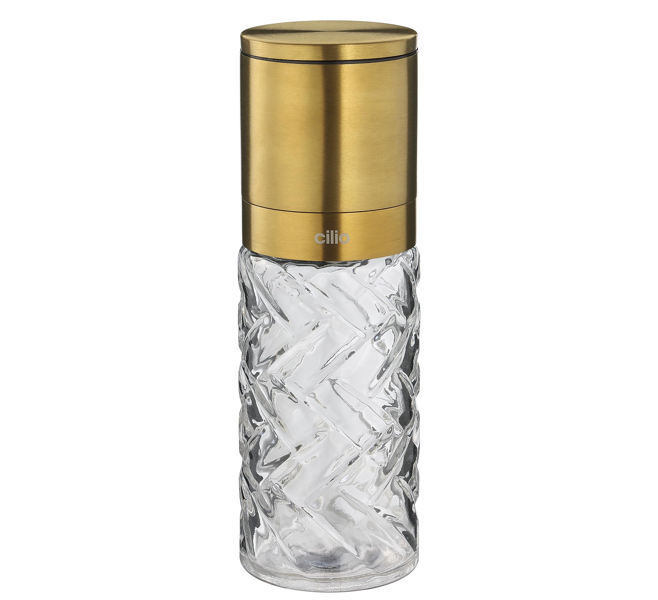 Cilio Cristallo Glass/Stainless Steel Salt or Pepper Mill, Gold, 2