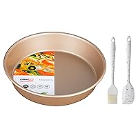 KANGXW Carbon Steel Cake Pan, 9-inch Circular Non-stick Pizza Bakeware Pan, Thickened and Durable, Pie 、Cookie Baking Pans for Oven (9x9 inch）