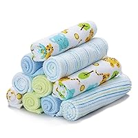 Spasilk 10 Pack Soft Terry Bath Washcloths – Newborn Boy or Girl, Blue Tiger