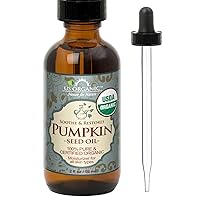 Pumpkin Seed Oil, USDA Certified Organic, Pure, Natural, Cold Pressed Virgin, Unrefined in Amber Glass Bottle w/Glass Eyedropper (Small (2 oz, 56 ml))