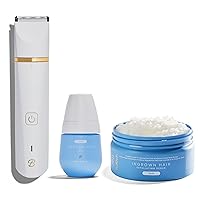 Bushbalm Nude Exfoliating Scrub (236 ml), Nude Ingrown Oil (30 ml), and Francesca Trimmer Electric Shaver - Routine for Ingrown Hair & Razor Bumps Prevention