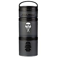 Whiskware Plastic Star Wars Stackable Snack Containers for Kids and Toddlers, 3 Stackable Snack Cups for School and Travel, Stormtrooper and Darth Vader