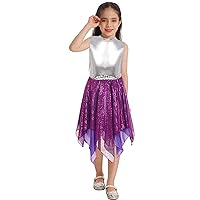YiZYiF Kids Girls Sleeveless Liturgical Praise Dance Dress Color Block Worship Costume Church Robe Lyrical Dancewear
