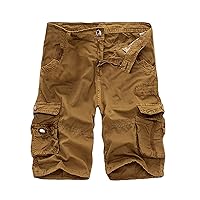 Men's Summer Hiking Shorts Multi Pockets Work Wear Short Pants Straight Type Outdoor Cargo Shorts Knee Length Pants
