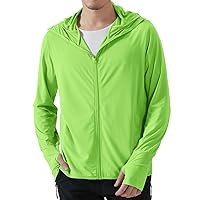 Locachy Men's UPF 50+ Sun Protection Outdoor Lightweight Full Zip Hoodie Jacket Long Sleeve Fishing Hiking Performance Shirt