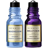 Migraine Roll-On Essential Oil Blends Anti Stress Magnesium Peppermint Spearmint and Lavender & Deep Sleep Melatonin Stick Lavender Bergamot Frankincense, Pack of 2
