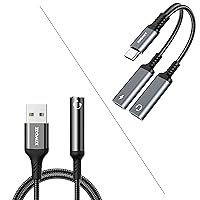 ZOOAUX 2 in 1 Dual USB C Headphone and Charger Adapter + USB to 3.5mm Jack Audio Adapter (Bundle)