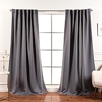 Best Home Fashion Premium Blackout Curtain Panels - Solid Thermal Insulated Window Treatment Blackout Drapes for Bedroom - Back Tab & Rod Pocket – Grey - 52