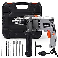 Towallmark 7.5-Amp Hammer Drill with Aluminum Alloy Housing, 1/2-Inch Corded Electric Hammer Drill with 3000RPM, Variable Speed, 15 Drill Bits with Toolbox for Home Improvement, DIY