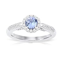 1/4 ct TDW Diamond Tanzanite Gemstone Halo Ring in 10k White Gold