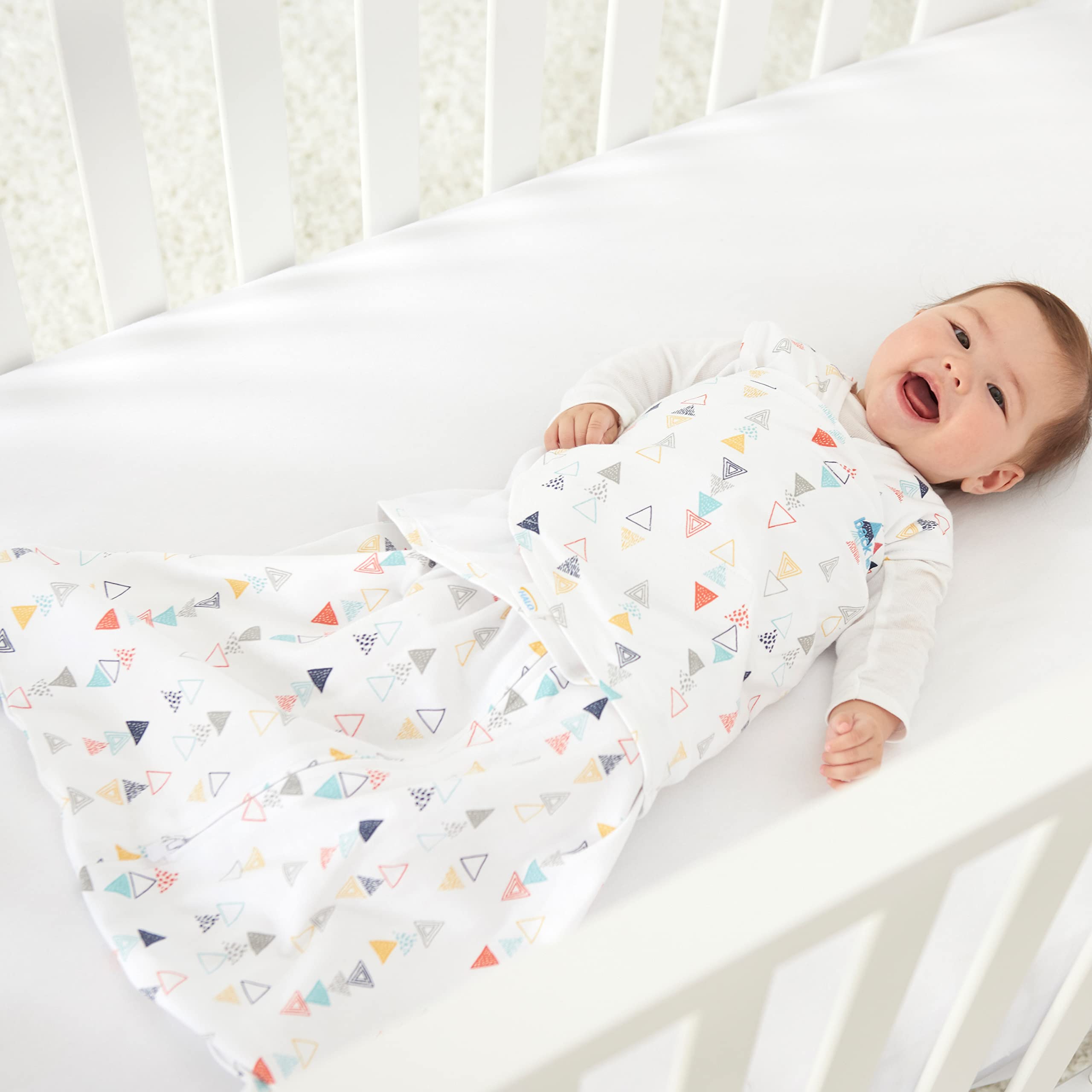 HALO Sleepsack 3-Way Adjustable Baby Swaddle, 100% Cotton - Neutral Triangles, Newborn