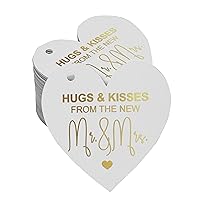 Gold Foil Paper Hang Tag Hugs & Kisses from The Wedding Favor Tag 100 Pieces