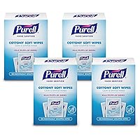 PURELL Cottony Soft Hand Sanitizing Wipes, Clean Scent, 24 Individually Wrapped Wipes (Pack of 4 Boxes) – 9029-04-CMR