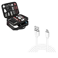 MATEIN Electronics Travel Organizer, Water Resistant Electronic Accessories Case. Micro USB Charger Cable, 15 Ft Durable Extra Long USB 2.0 Charge Cord, High Charging Speed for Android