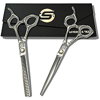 Professional 6 Inch Hair Cutting Scissors and Thinning Shears for Barbers and Hairdressers - 440C Japanese Steel - Lightweight - Sharp